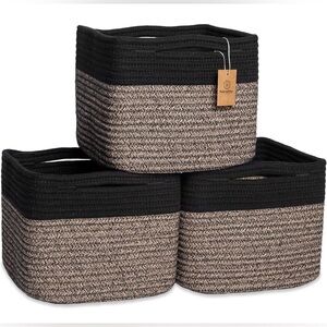 NaturalCozy Storage Cubes 9”x9”x7”Cotton Rope Woven Baskets Organizing 3-Pack
